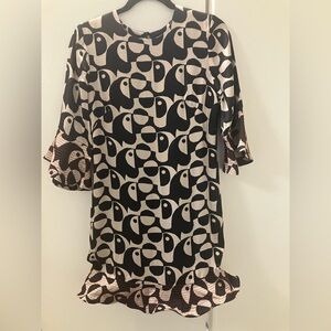 NEW Farm Rio x Anthropologie Geometric Black White Toucan Short Dress Sz S NWOT